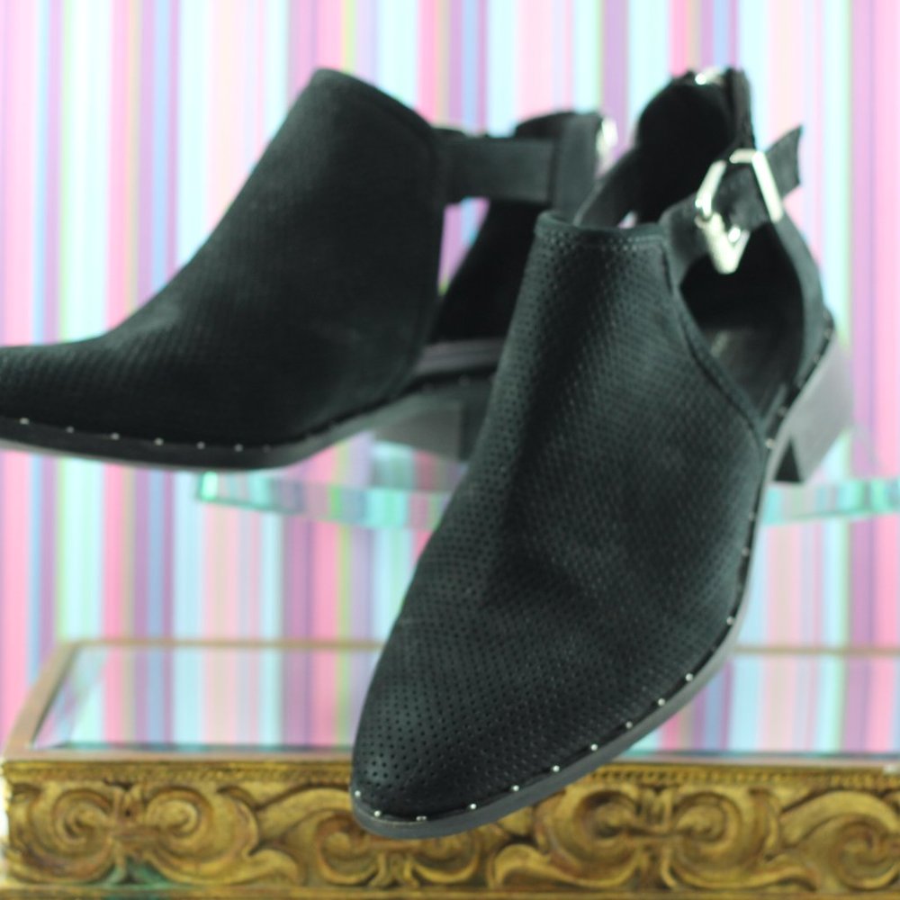 Steven by Steve Madden, Black Nubuck 'Cirsi' Booties